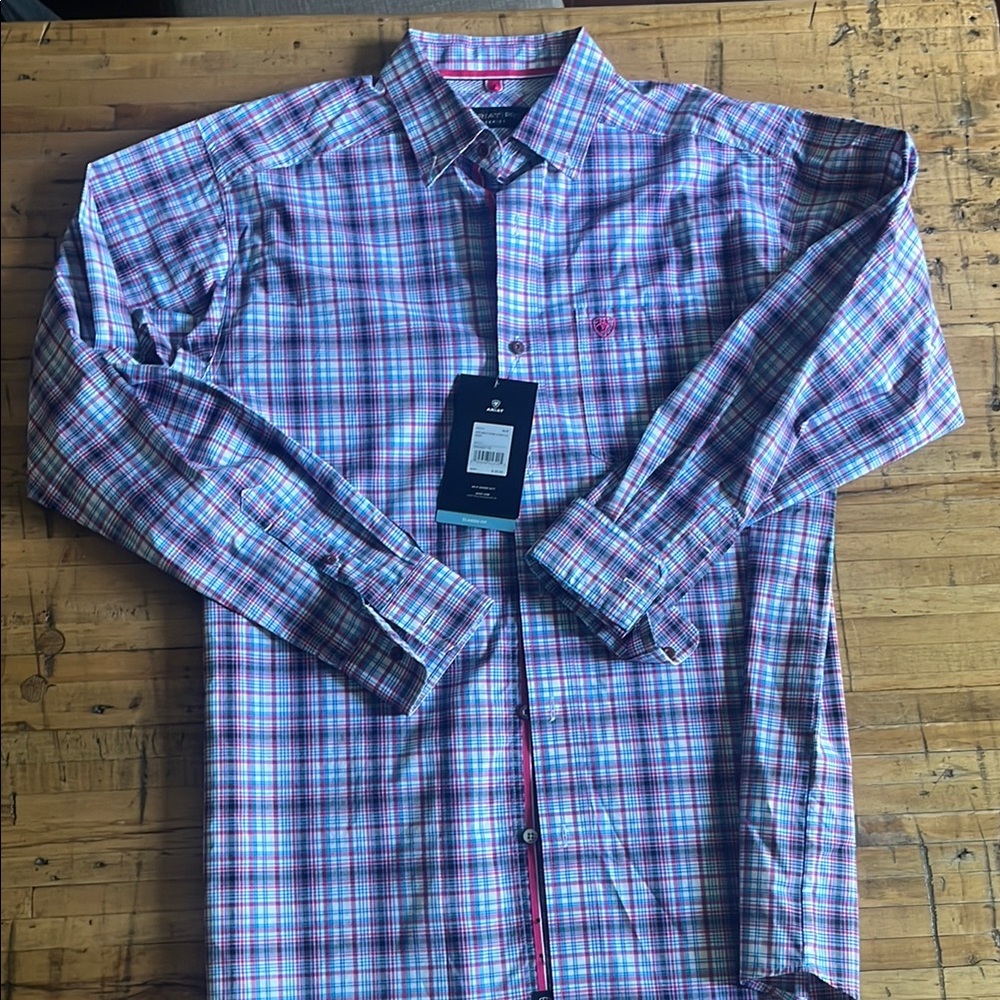 Ariat Red and Blue Casual Button Down Shirt